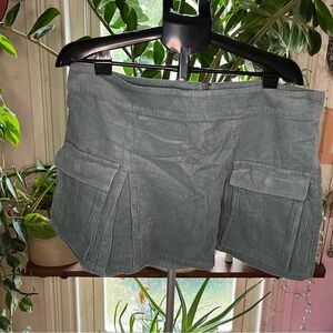 Women's Corduroy Cargo Skirt in Gray Blue